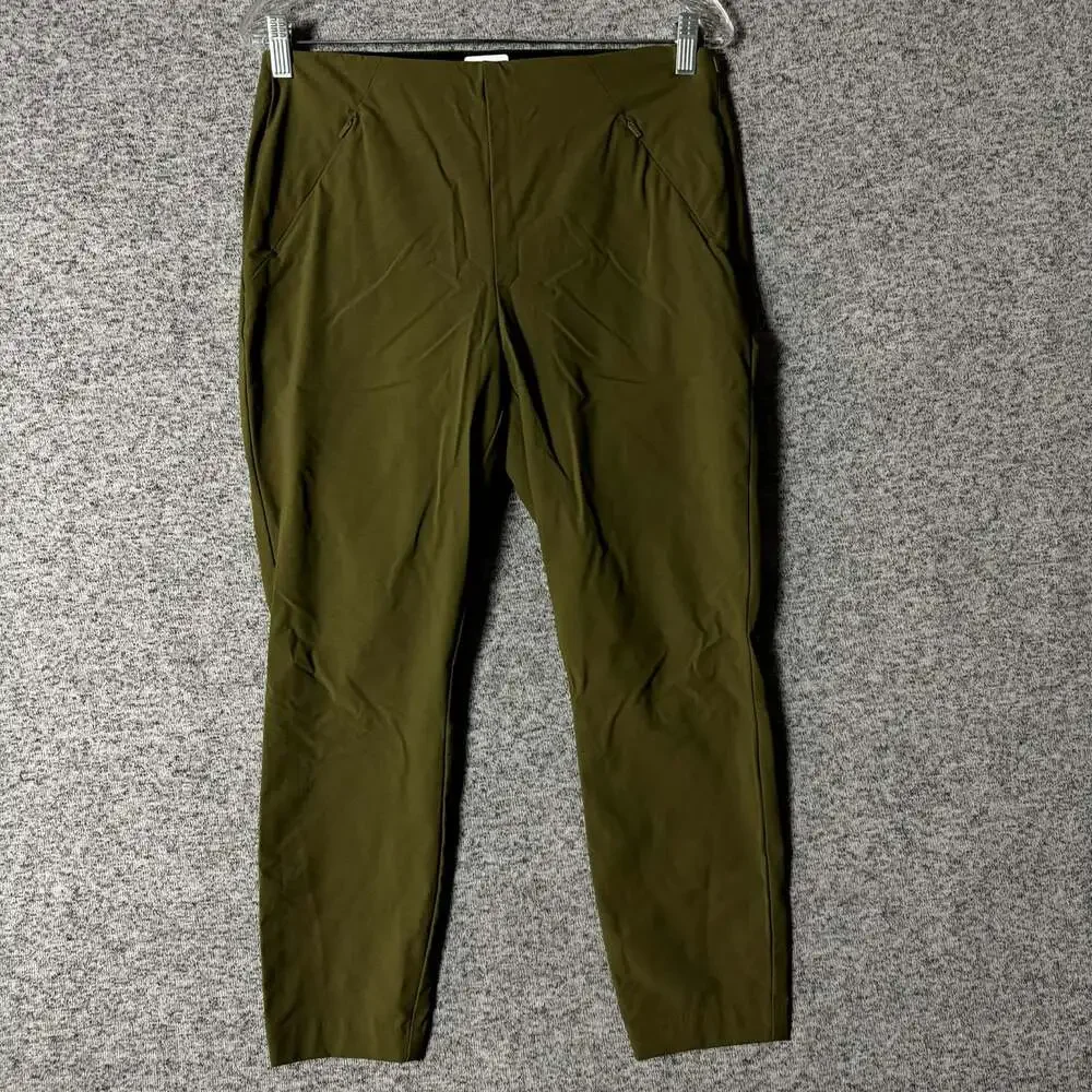 Duluth Trading Women's Size 8P Green Skinny Tapered Leg Nylon Stretch Zip Pants